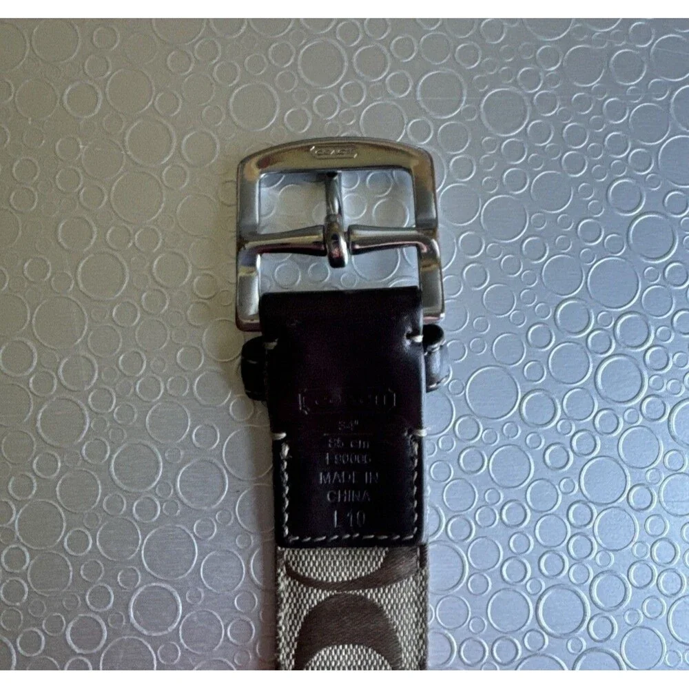 Coach Mens 34 Signature Monogram Canvas Navy Stripe Cotton Webbing Belt F90006